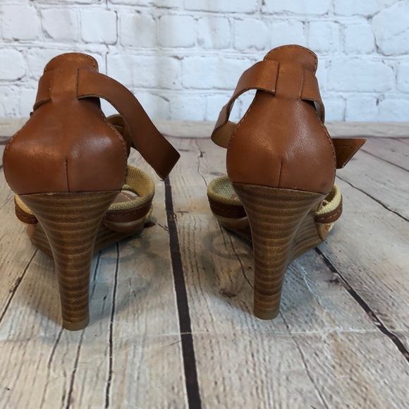 Franco Sarto leather/canvas strap wedge sandal - Picture 3 of 6